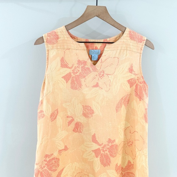 Sigrid Olsen Linen Shift Dress Floral Orange Size 8 - Picture 2 of 6